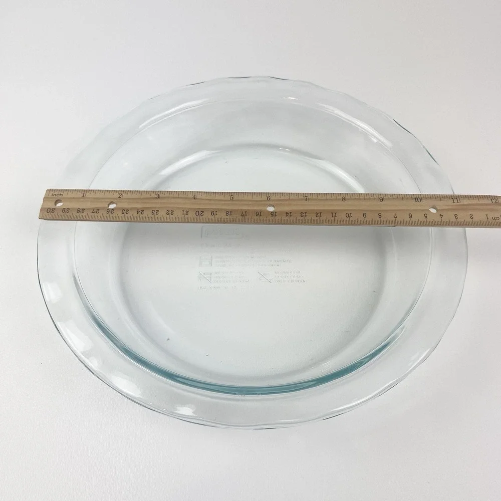 Pyrex Easy Grab Glass Pie Pan Plate Flat Fluted Dish Vintage 9.5